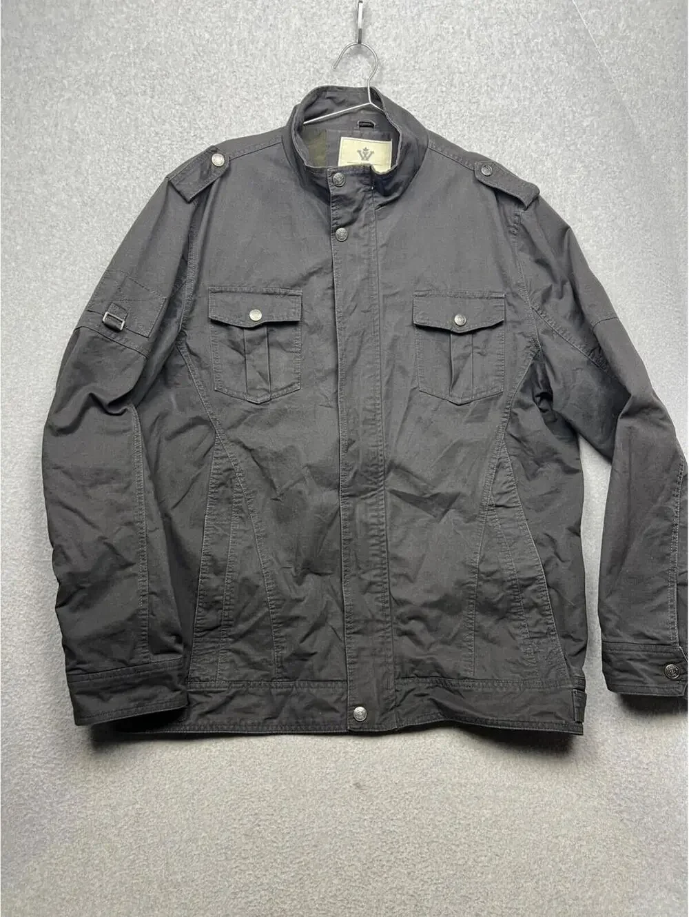 WenVen Mens Canvas Jacket Military Jacket 2X Casual Outwear Gray Cotton